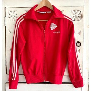 Vintage ADIDAS Red Track Jacket w/ Heart Patch